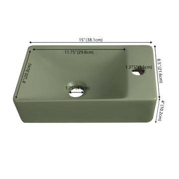 Felix 15 in. W x 8 in. D Modern Wall Mounted Rectangular Ceramic Mini Sink